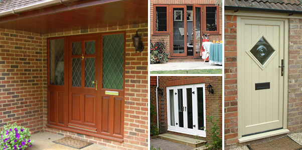 Selection of Timber front doors and french back doors installed by Worthing Windows